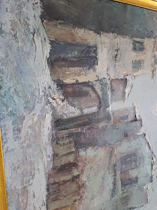 tablou pictura pe carton gros 47/41 cm semnat C Chitimus datat 1976