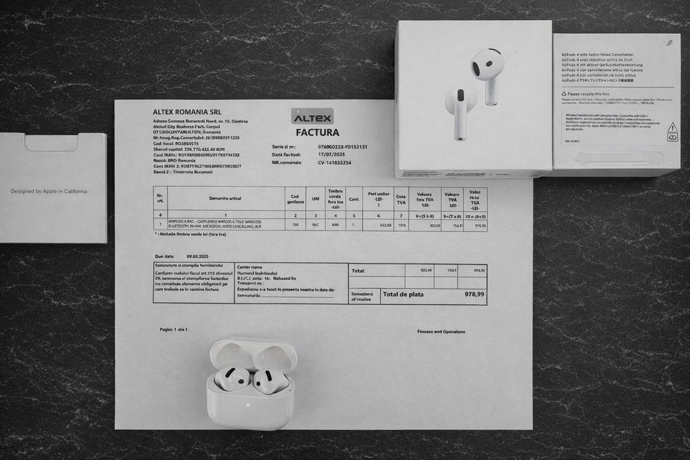 AirPods 4 cu ANC - originale, folosite foarte puțin