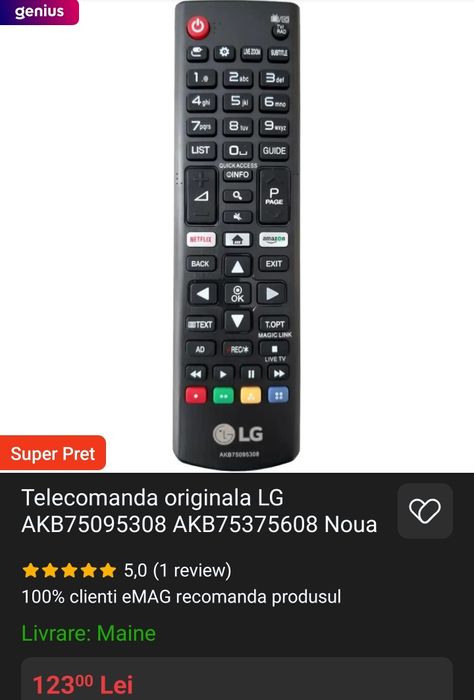 Telecomanda originala LG AKB75095308 AKB75375608 Noua