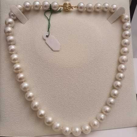 colier perle naturale edison 11mm si aur 14k