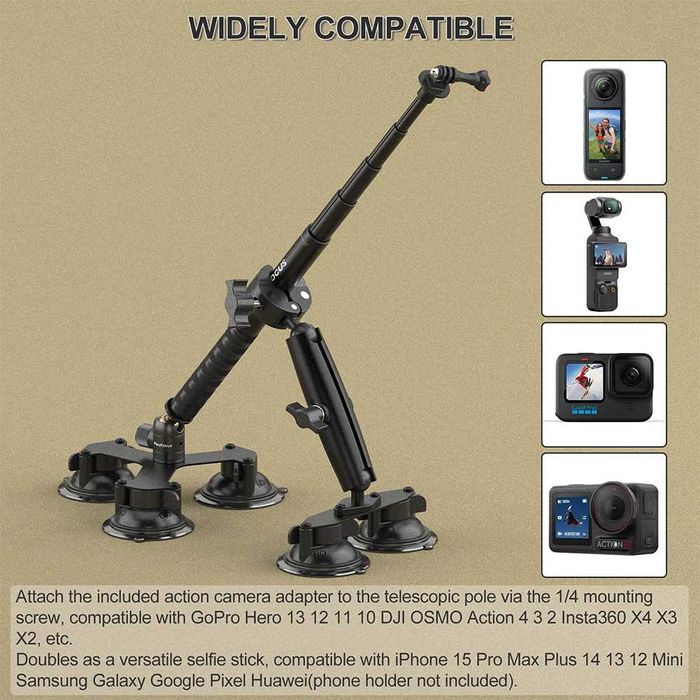 Set prindere masina stick + ventuze camere actiune Insta360 GoPro DJI