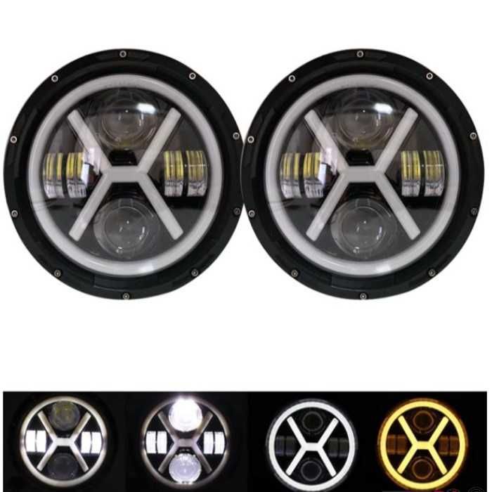 Комплект диодни халогени Automat, 60W, 12V, С мигач, Черен