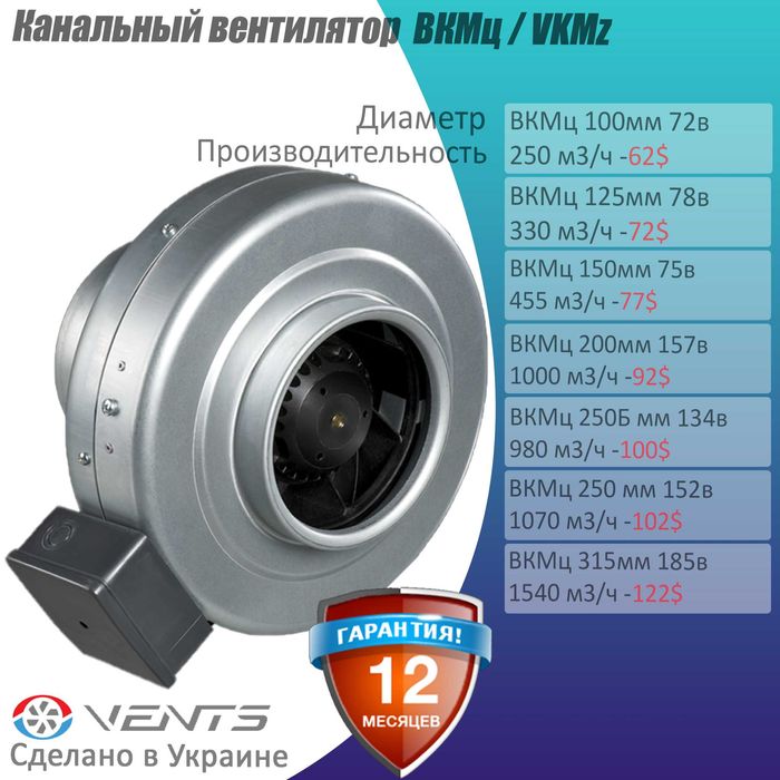 Канальный вентилятор  
Вентиляция,  BDTX, VKMz, VKM, VK