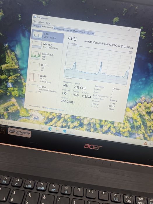 Acer aspire 3 i3 gen8 ssd 256gb samsung 12gb ram