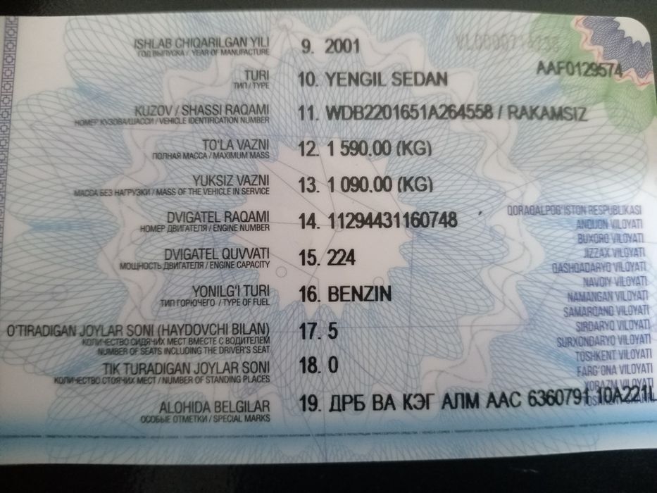 Mersede220-222 Qayta jihozi bor qonuniy