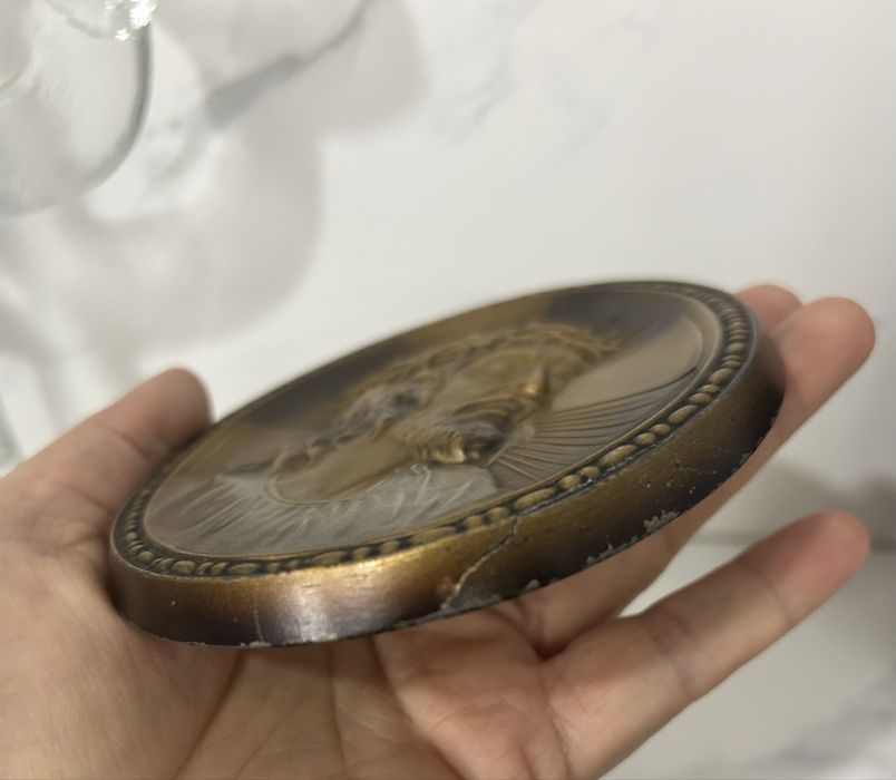 Исус метал пано икона религия релеф, 14 см/ 11 см