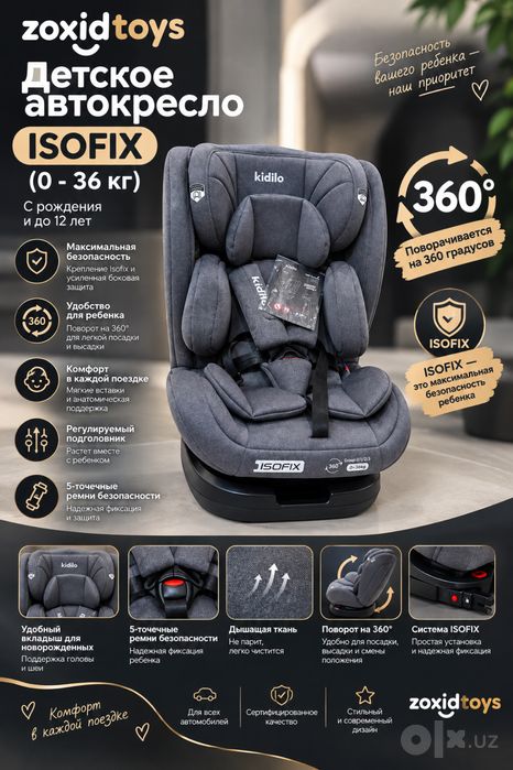 Автокресло ISOFIX 0-36kg KIDILO