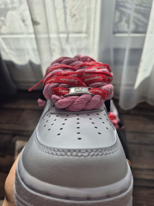 Nike Air Force 1 Low x Supreme White – Custom Rope Laces – Mărimea 39