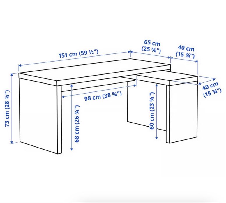 Birou cu tablie culisanta ikea alb