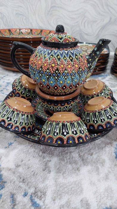 Milliy sopol idishlar choynak piyola v.h.k...