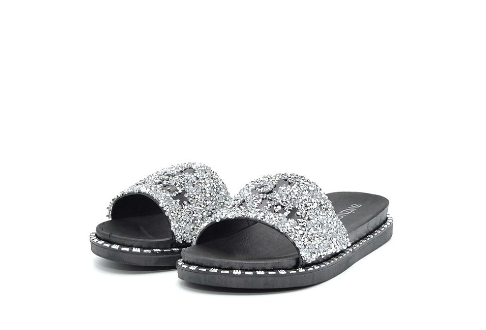 Блестящи дамски плажни чехли с кристали за летни ТикТок моменти на бре