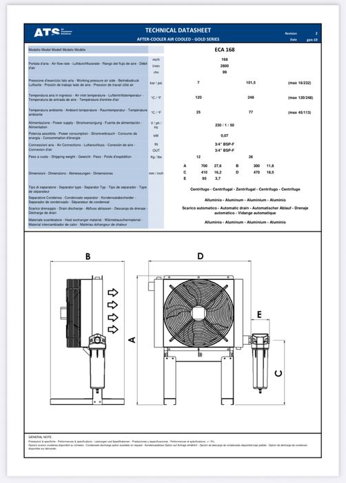 Uscator aer 2800l:min/230v/16bar/After-cooler Profesional