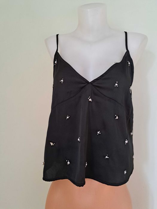 Нов дамски потник, топ с перли Zara Зара