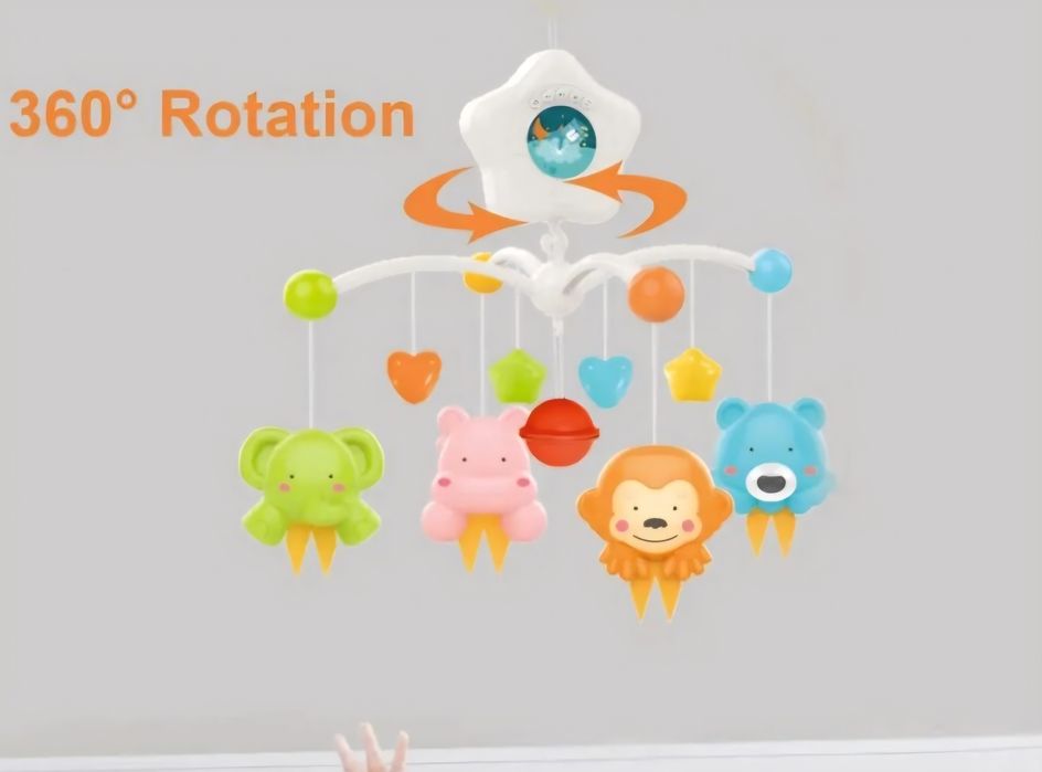 Carusel muzical cu proiectie pentru patut, jucarie cu lumini