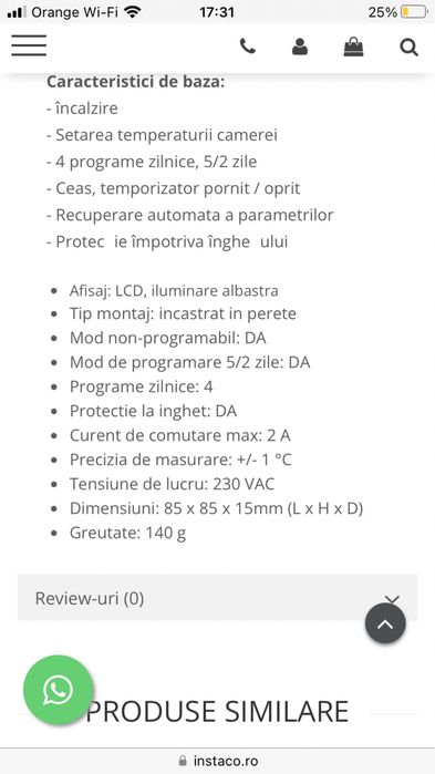 Termostat juergen Schlosser pt Incalzire pardoseala