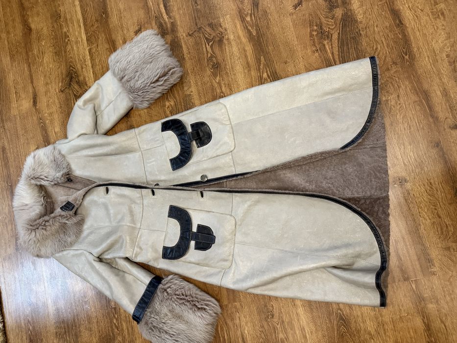 Cojoc piele de miel cu insertii de piele naturala si blana naturala