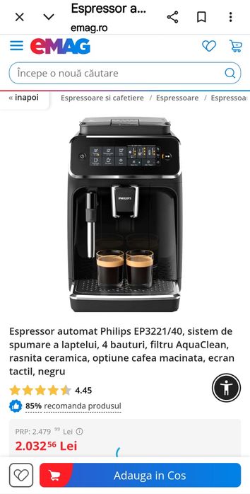 SAECO PHILIPS EP3221/40 expresor pentru caffè nou