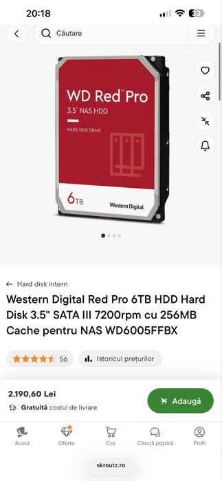 Hard Desktop Western Digital Red Pro 6TB HDD Hard Disk 3.5"