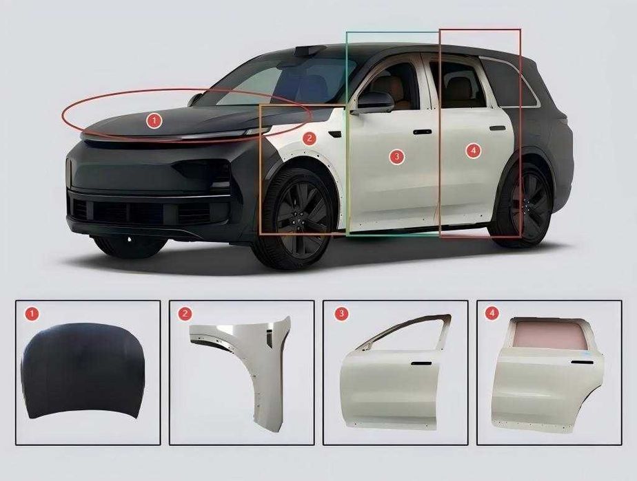 Кузовные запчасти Li Auto L9: Капот, двери, крылья