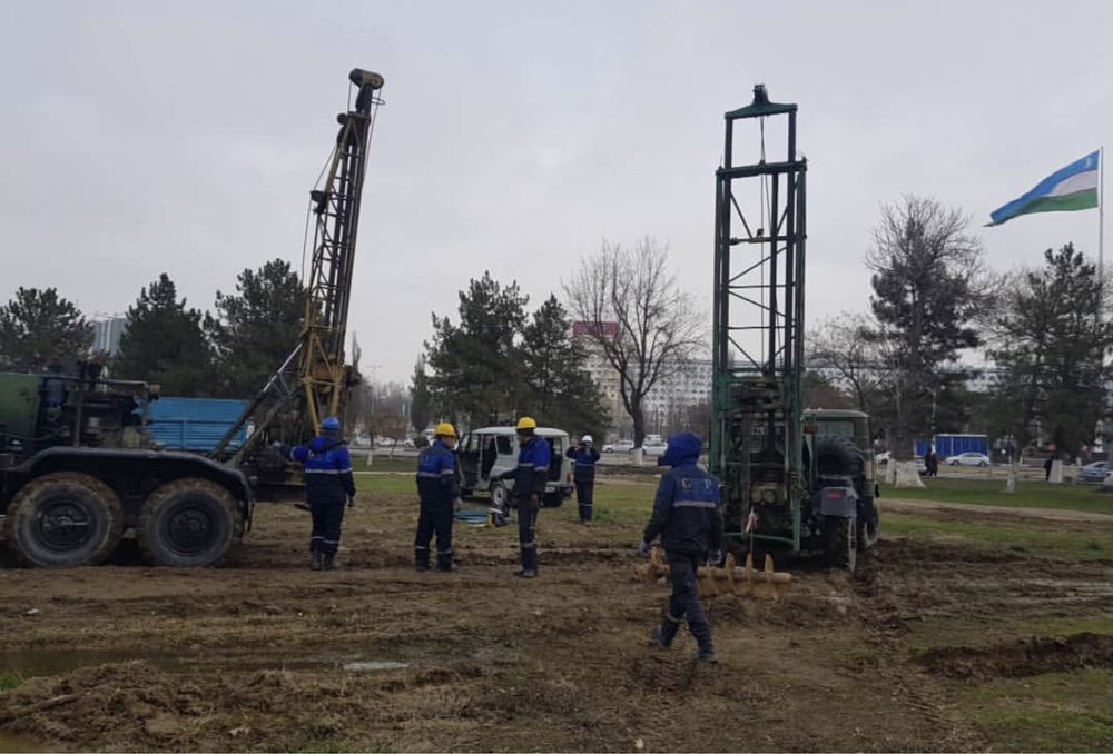 Бурение свайных фундаментов \Сувга бургулаш\ Бурение на воду