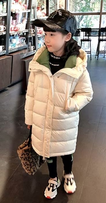 Детский пуховик средней длины в корейском стиле для мальчиков,девочек