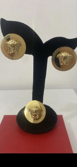 Set cercei si inel Medusa placat cu aur