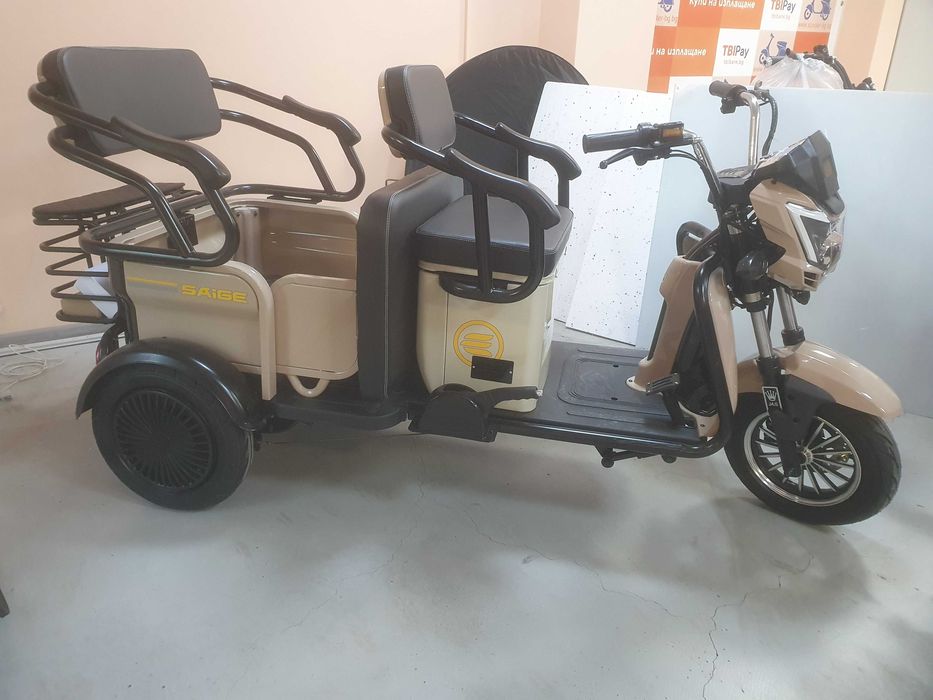Електрическа триколка карго EcoWay V6 Plus триместна 1400W Пробег 70км