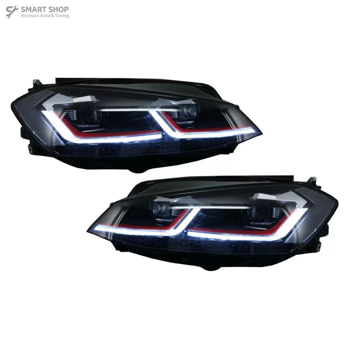 Faruri LED compatibil cu VW Golf 7.5 VII (2017+) GTI Look cu Semnal Dinamic