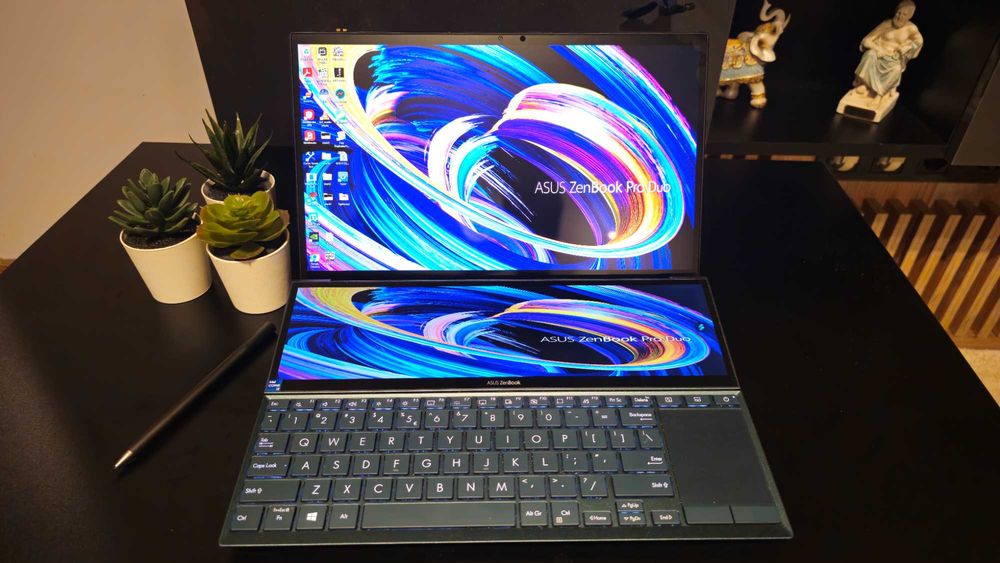 Laptop ASUS ZenBook Duo 14 Celestial Blue + Stylus, Charger si Sleeve