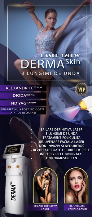 Aparat laser epilare definitiva cu 3 lungimi de unda.Alexandrite