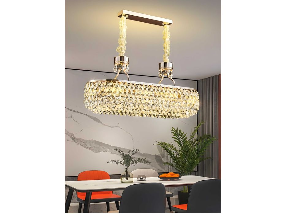 Люстра подвесная, хрустальная, с регулировкой высоты, круг и овал, Е14