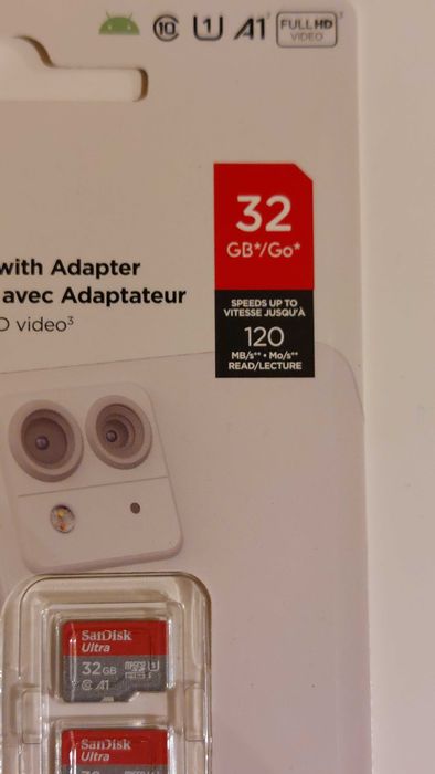 Pachet 2X 32GB MicroSD SanDisk Ultra Plus A1 120MBs