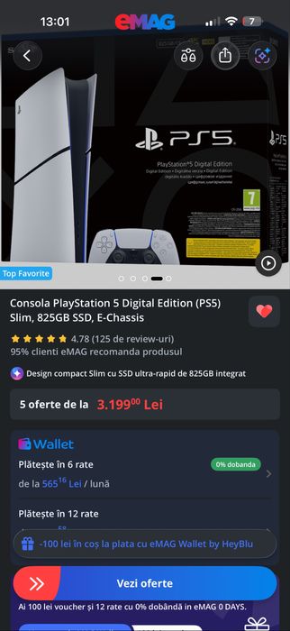 Playstation 5 Silm Digital 825 GB Garantie eMAG 2028