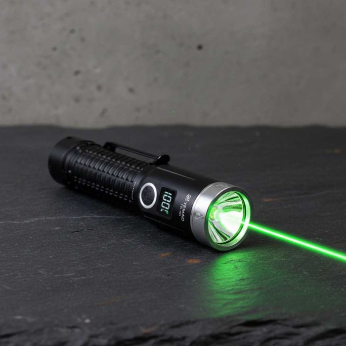 LED фенер YEMAO YM-F701 със зелен лазер - USB и дисплей