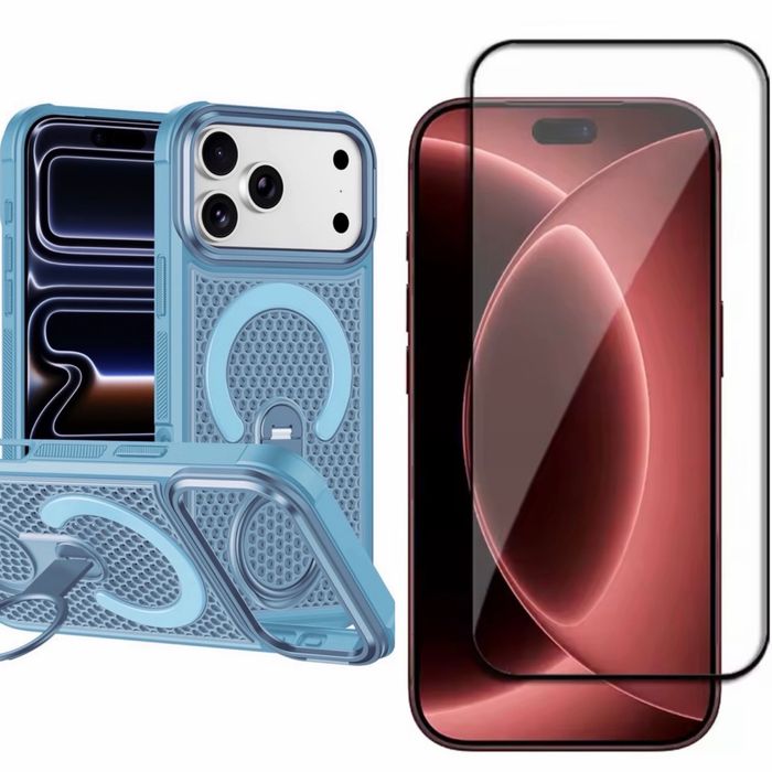 Iphone 17/18 PRO MAX Husa Magsafe Stand + Folie Sticla Full Edge