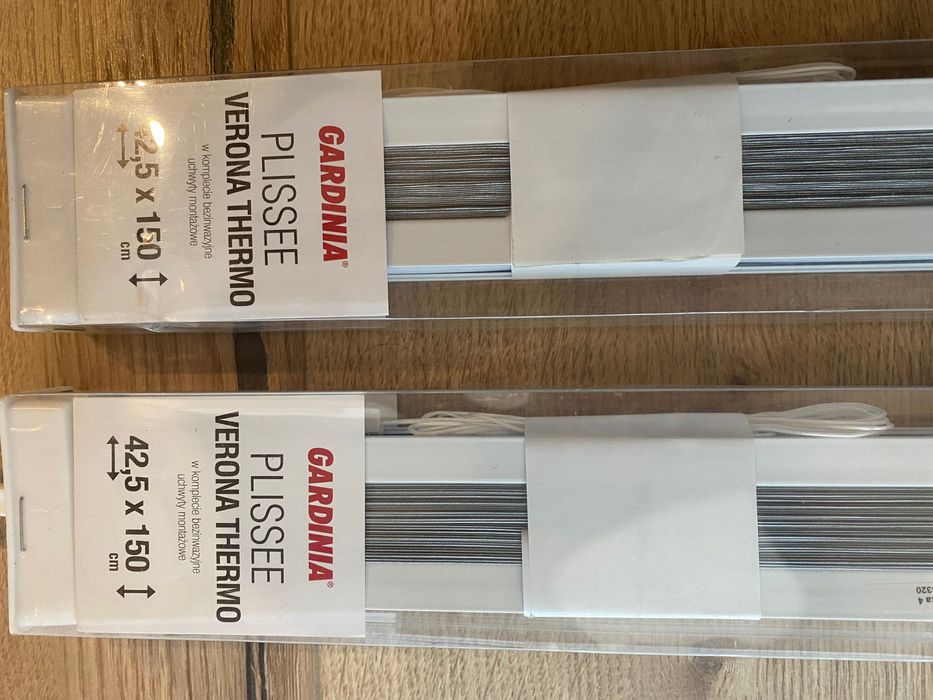 Щора плисе Gardinia, бяла, 42,5 х 150 см, 2 броя, нови