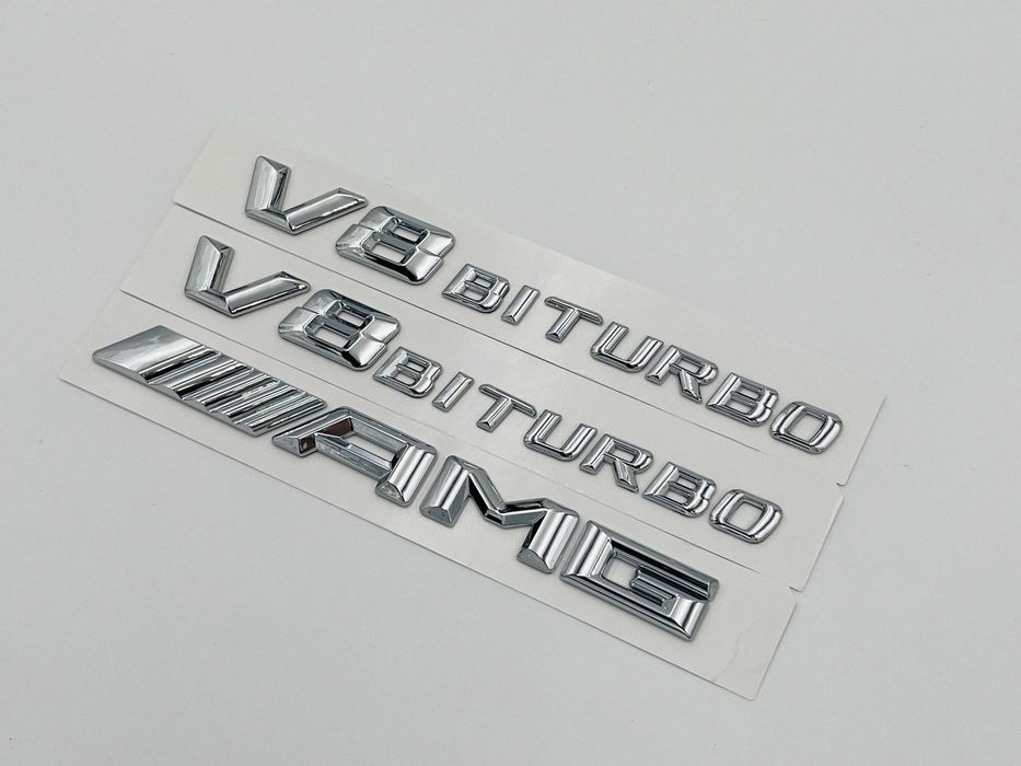 Set embleme compatibile Mercedes V8 biturbo AMG crom