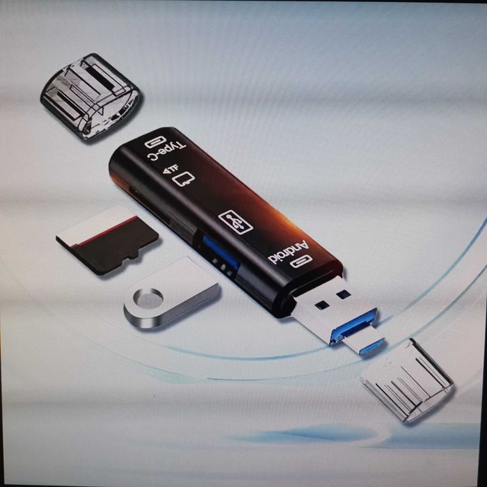 Четец 5 в 1-(Type-C,Micro USB,USB,SD и TF-карти)