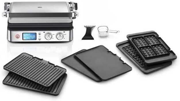 Braun MultiGrill 9 CG9047 PRO, 3-в-1 контактен грил, барбекю и фурна, голяма повърхност за грил (16 бургера), 2000 W, 250°, планча и грил