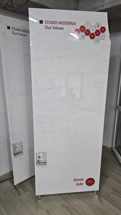 Бяла дъска със стойка, Размер 80х200 см, Поставка за маркери