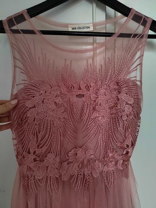 Официална рокля, шаферска рокля размер S/M, розова с платка
