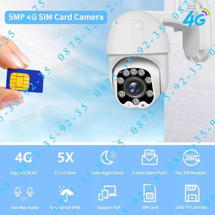 4G Камера със SIM карта. СИМ CARD PTZ IP Camera Видеонаблюдение охрана