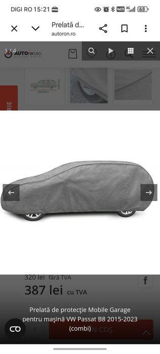 Vând prelata auto mobile garage pentru vw Passat b8 break