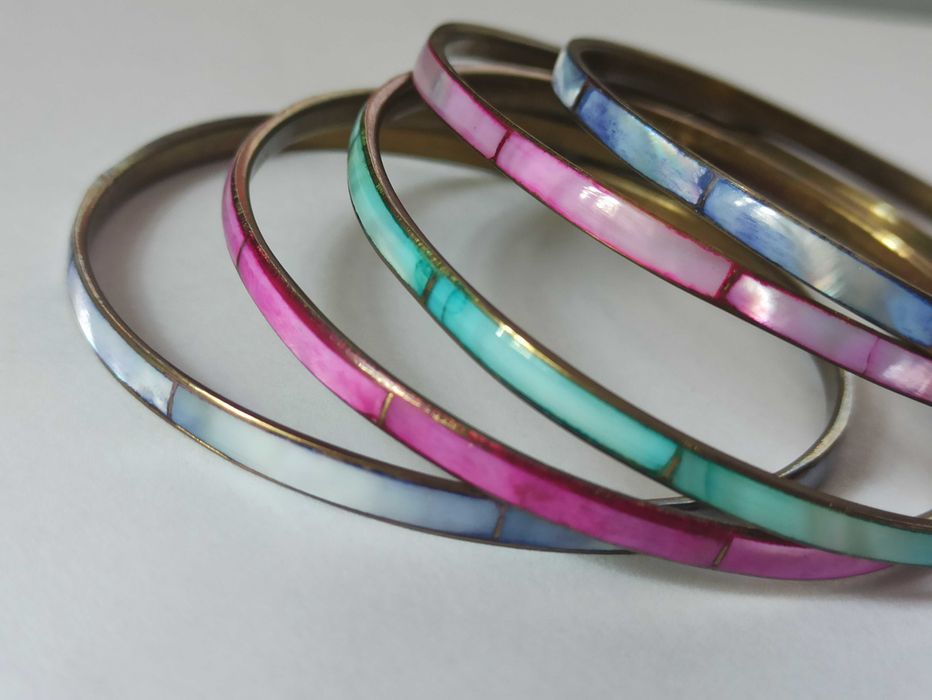 Мода разное брас-лет-пять-колец-перламутр.