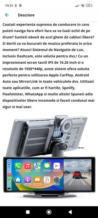 Navigatie auto și cameră Dashcam