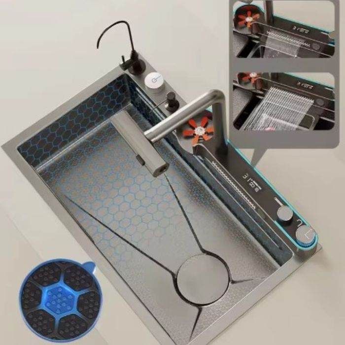 Chiuveta de bucatarie inox 3mm, negru antracit, cu accesorii de montaj