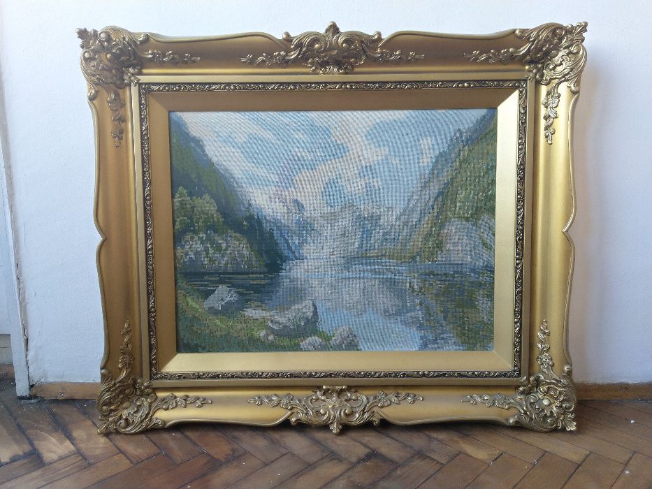 Гоблен с рамка /”Зима с параклис”, "Кораб в морето", "Планински пейзаж