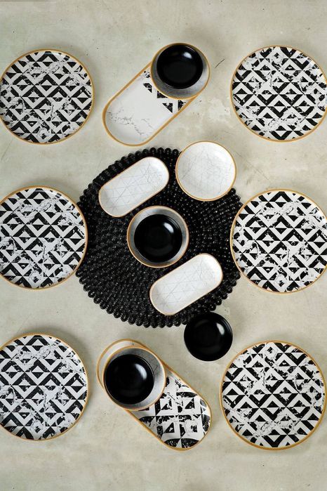 Нов Комплект за Закуска 18части Marble Black& White