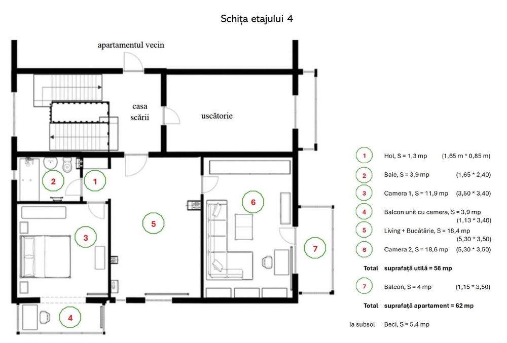 PF proprietar - vand ap.cu 2 dormitoare, Titulescu