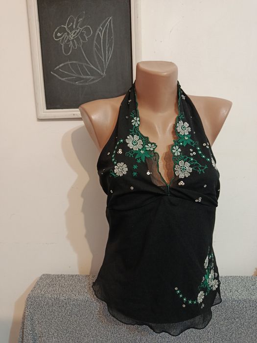 Bluza sexy Oasis cu flori și paiete gen anii 2000 mărimea M 38